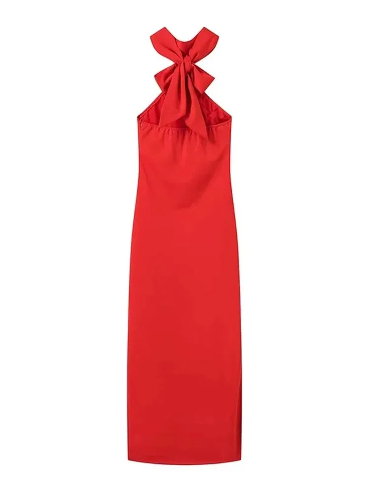 Flower Hanging Neck Maxi Dresses