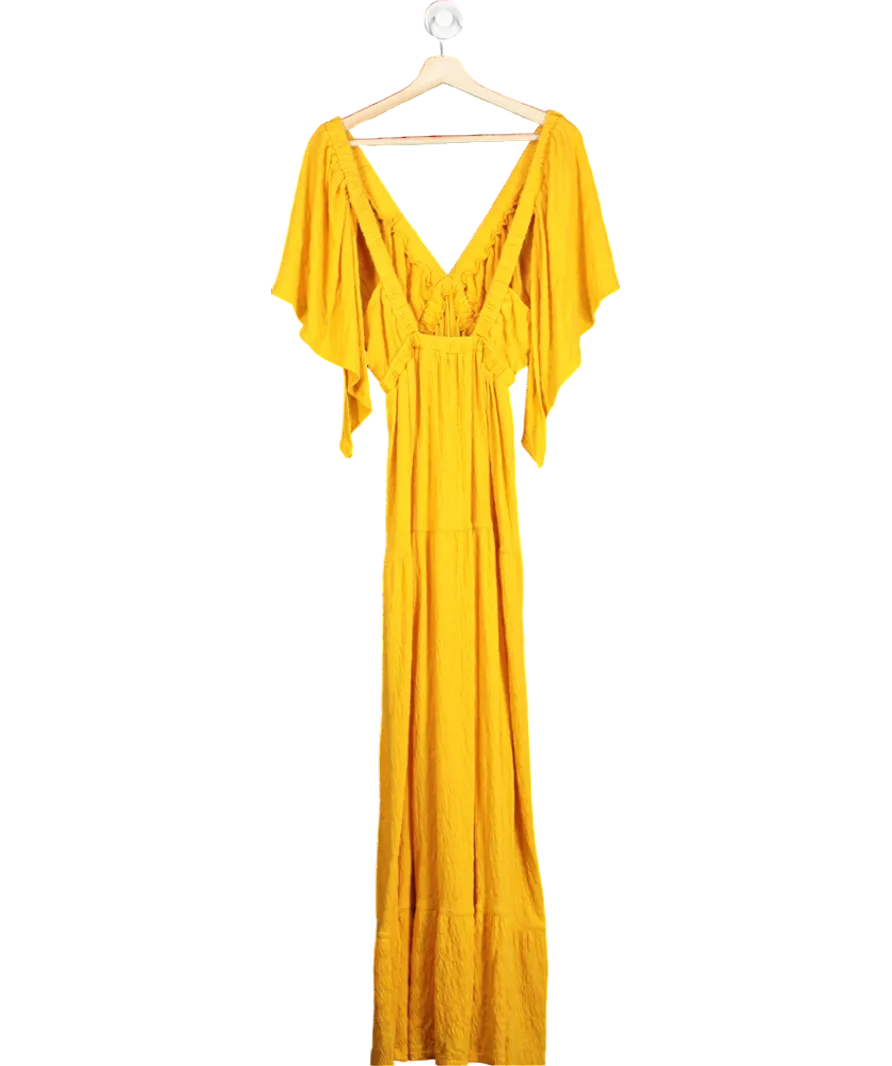 Free People Yellow La La Maxi Dress UK L