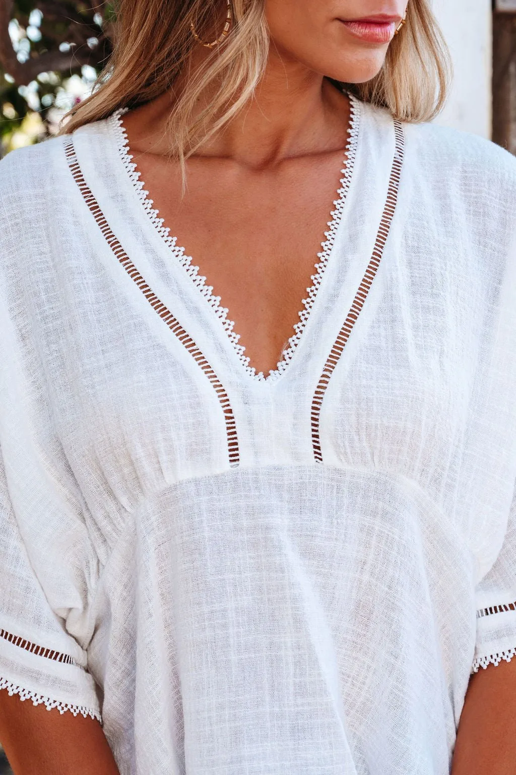 Free Spirit White Crochet Lace Edge Blouse