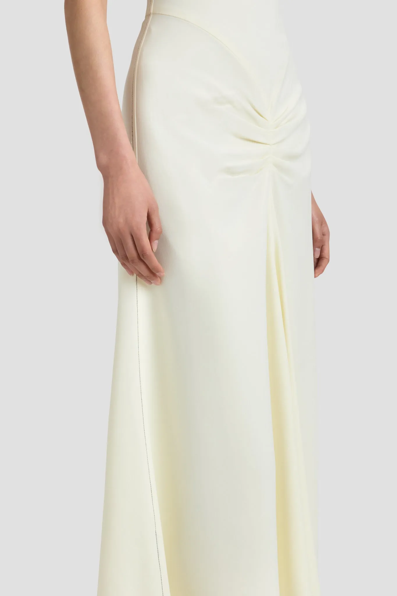 Gathered Detail T-Shirt Midi Dress In Ivory