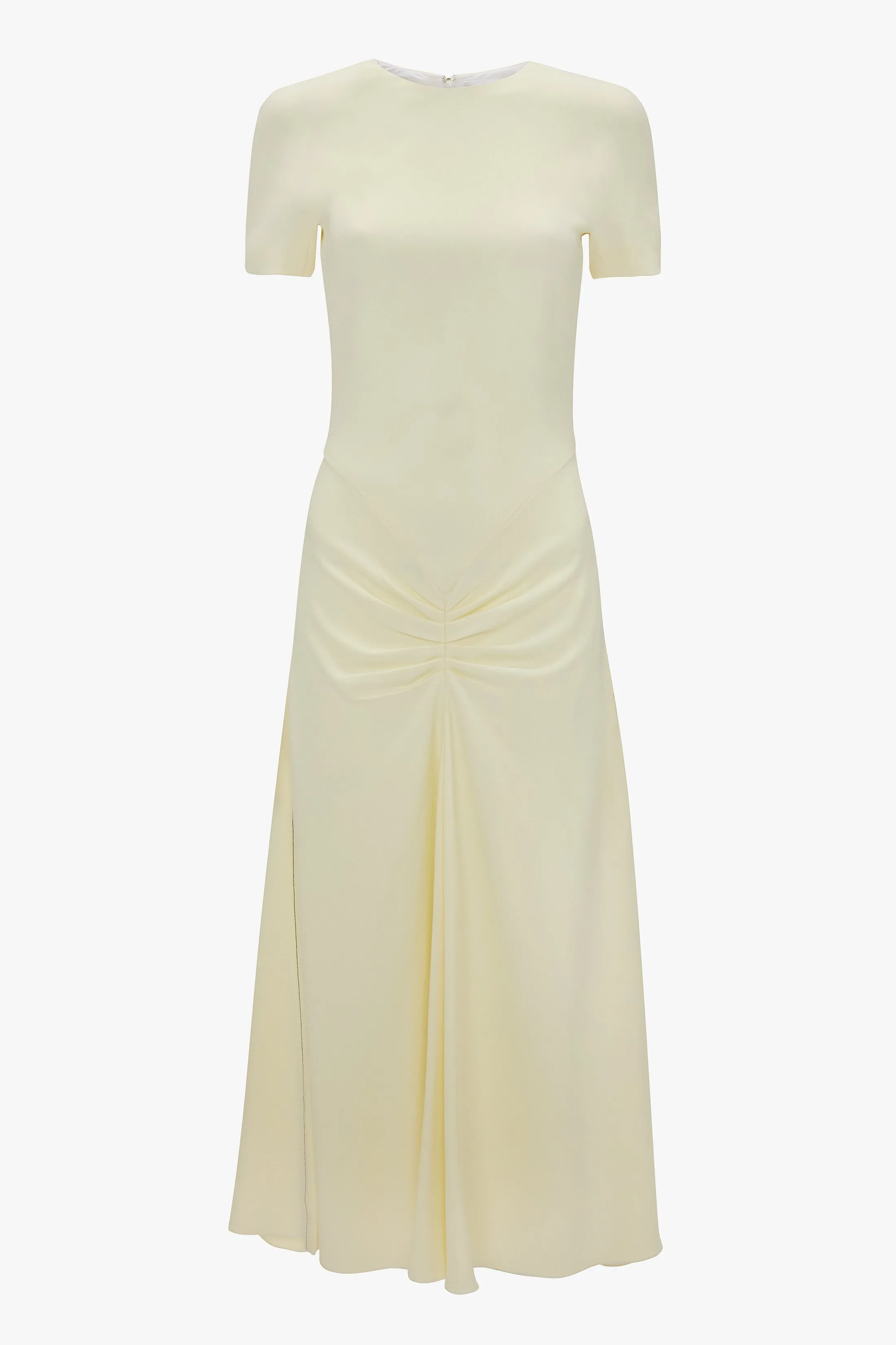 Gathered Detail T-Shirt Midi Dress In Ivory