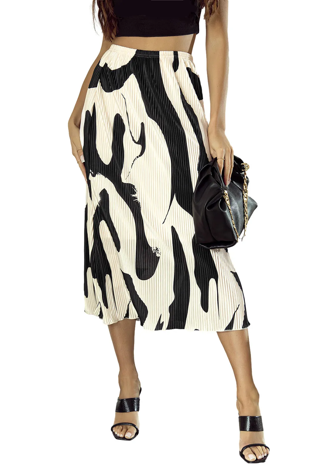 Geometric Pleated Midi Skirt