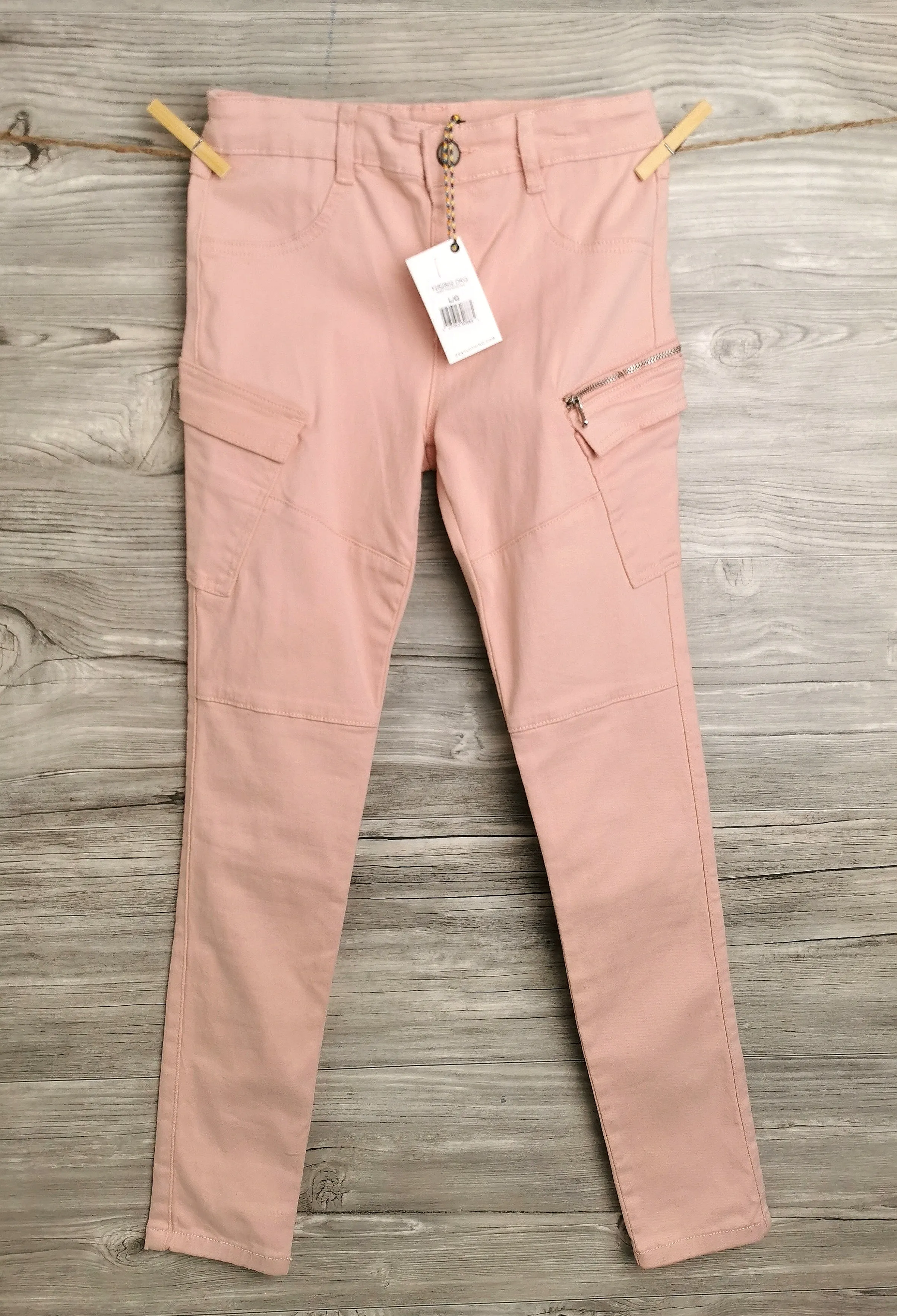 GIRL SIZE LARGE (12 YEARS) - DEX Kids, Soft Pink, Skinny Cargo Pants NWT B54