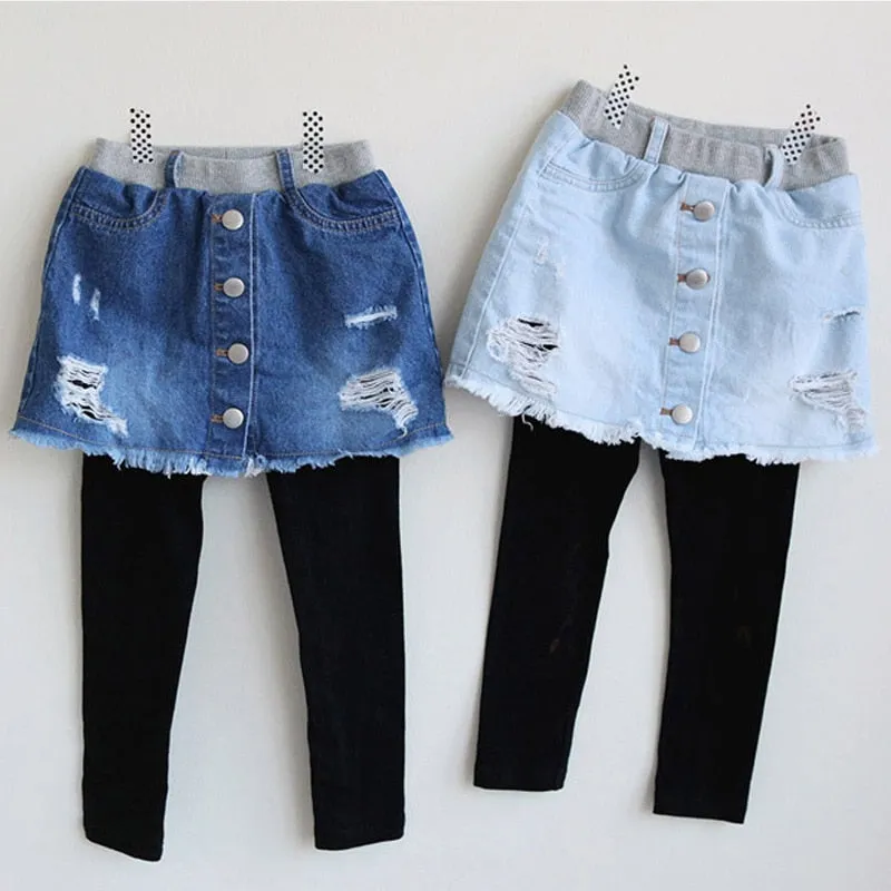 Girls Cave Jeans- Fashion Denim Skirt-pants