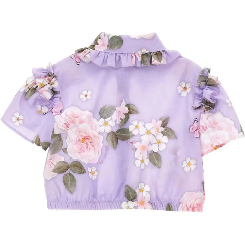 Girls Lilac Rapunzel Floral Shirt