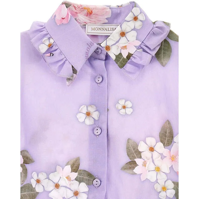 Girls Lilac Rapunzel Floral Shirt