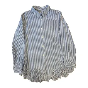 Girls Navy Striped Cotton Blouse