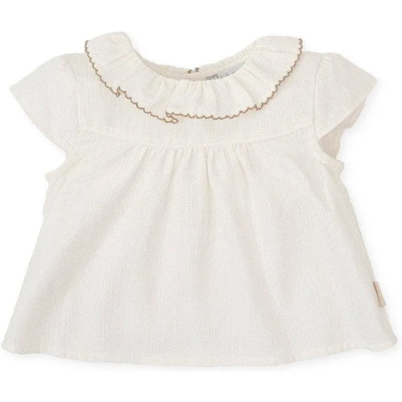 Girls White Linen Blouse