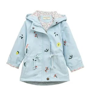 Girls Windbreaker Coat Jackets Baby Kids Flower Embroidery Hooded Outwear For Baby Kids Coats Jacket Clothing