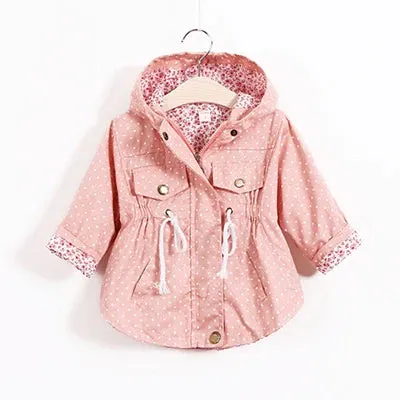 Girls Windbreaker Coat Jackets Baby Kids Flower Embroidery Hooded Outwear For Baby Kids Coats Jacket Clothing