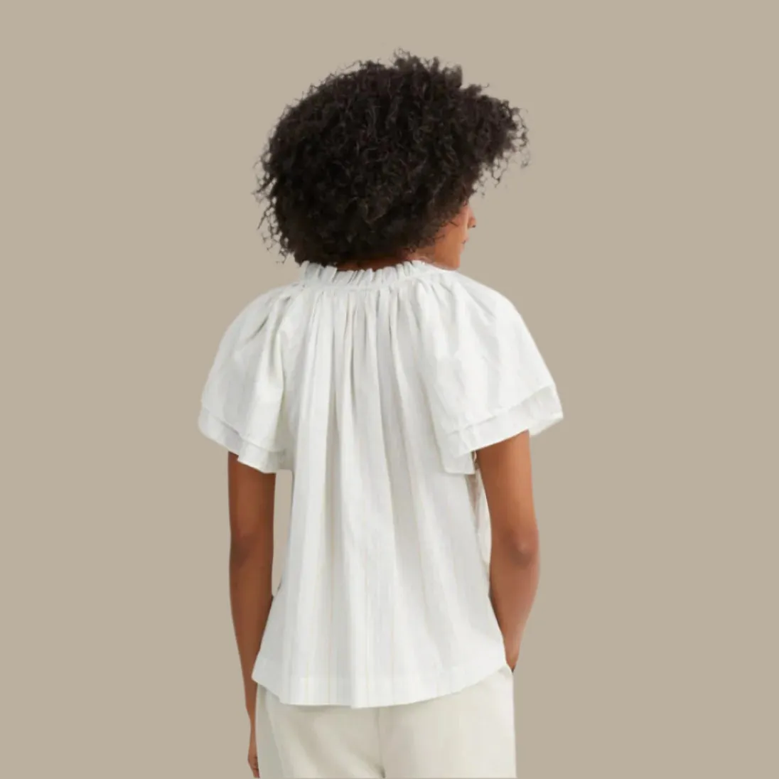 Grace Blouse | White & Yellow Stripe