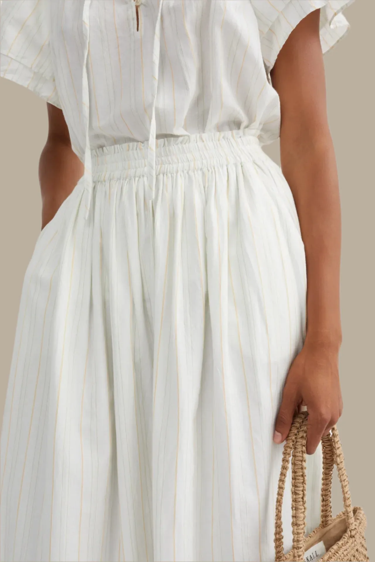 Grace Blouse | White & Yellow Stripe