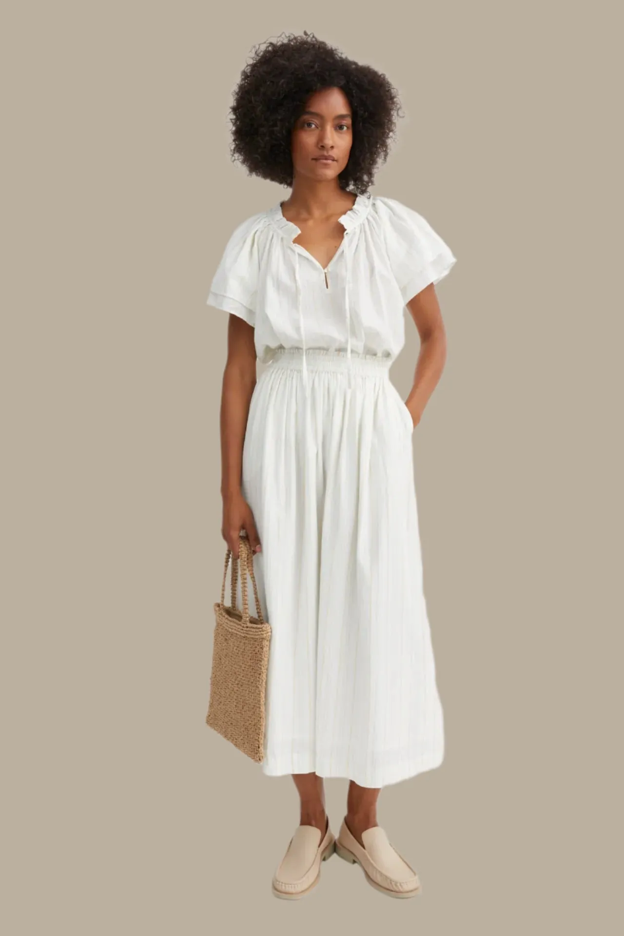 Grace Blouse | White & Yellow Stripe