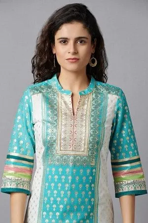 Green Festive kurta & Semi Flared Palazzo