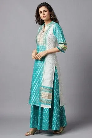 Green Festive kurta & Semi Flared Palazzo