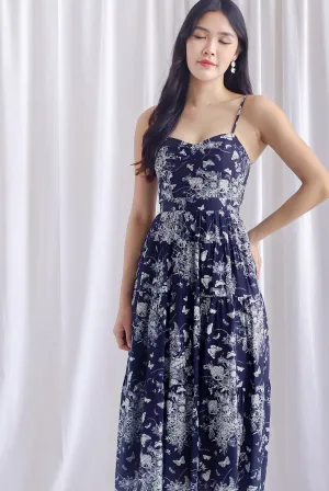 Gwendolyn Spag Tiered Maxi Dress In Black Butterfly