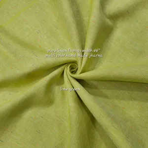 Handwoven Pure Linen 80 Lea Jharna Design Fabric (Lime Green)