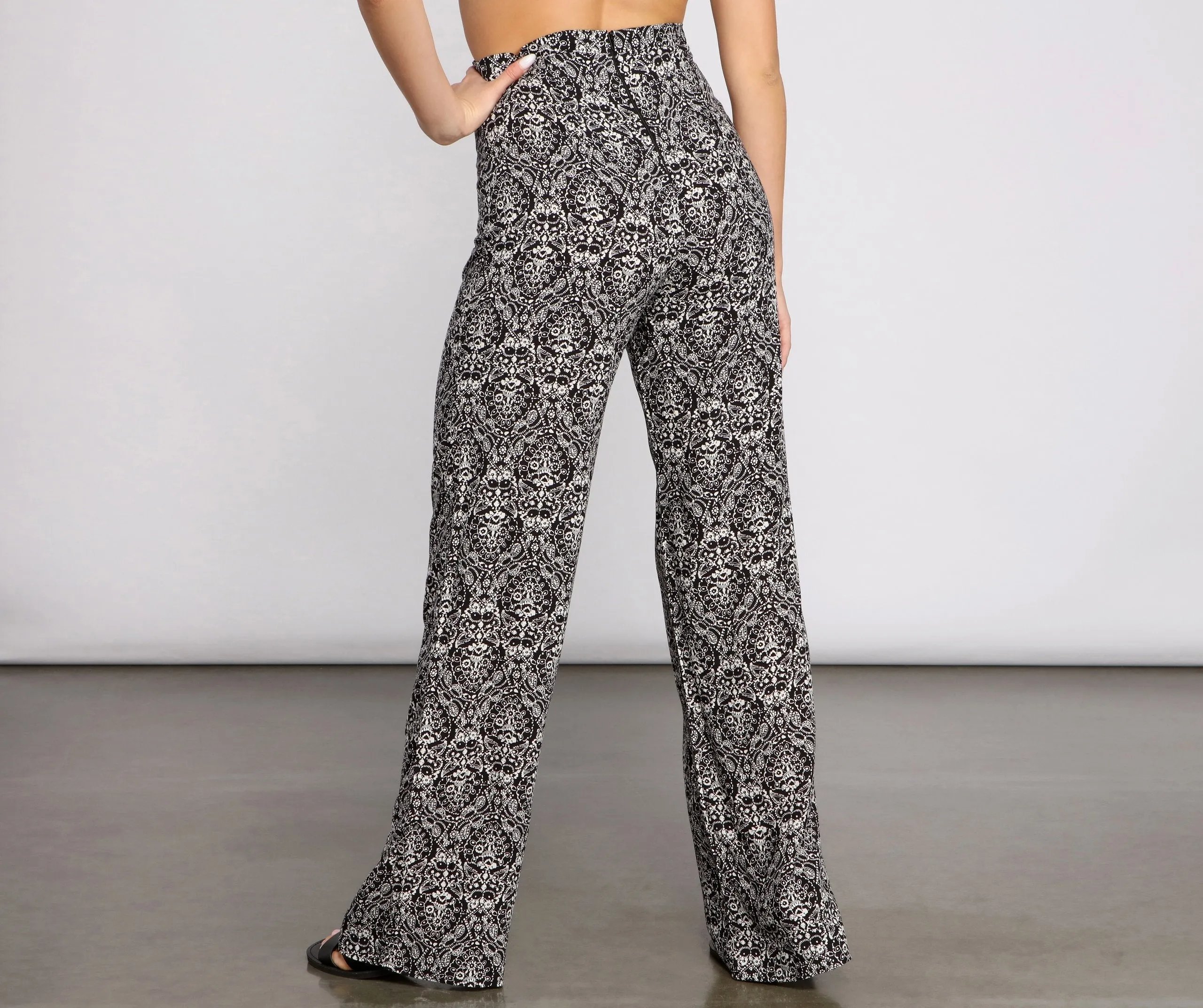 High Waist Bohemian Flared Wide Leg Pants