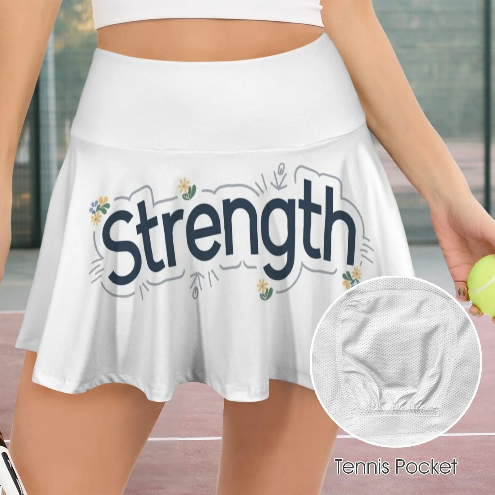 High Waist Pleated Zipper Pockets Active Skirts