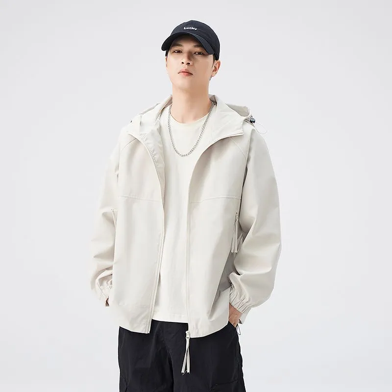 Hooded Raincoat with Zippered Pocket and Drawstring Hem