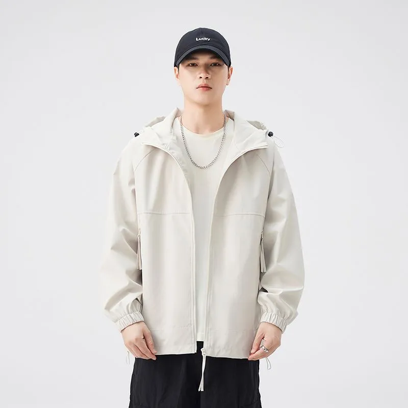 Hooded Raincoat with Zippered Pocket and Drawstring Hem
