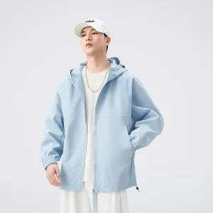Hooded Raincoat with Zippered Pocket and Drawstring Hem