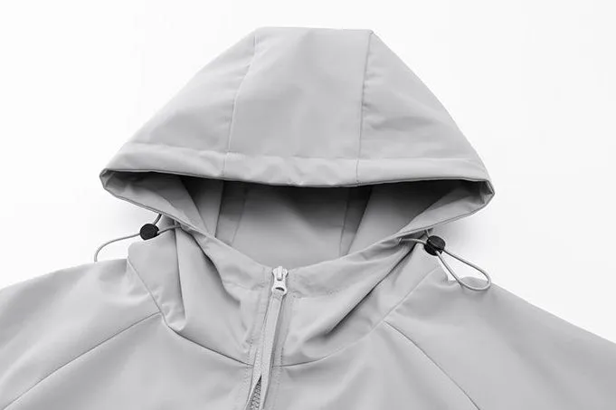 Hooded Raincoat with Zippered Pocket and Drawstring Hem
