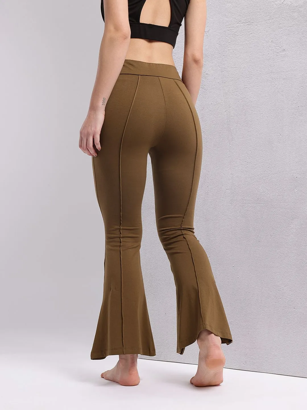 HRX by Hrithik Roshan Women Slit Hem Paneled Flared Yoga Track Pants