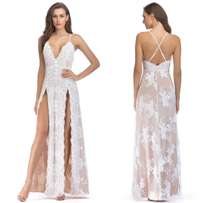 IDress Sexy Sequined Long Elegant Off Shoulder Evening Party Dress