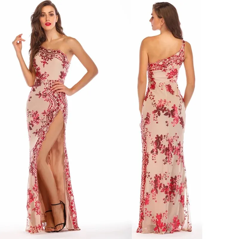 IDress Sexy Sequined Long Elegant Off Shoulder Evening Party Dress