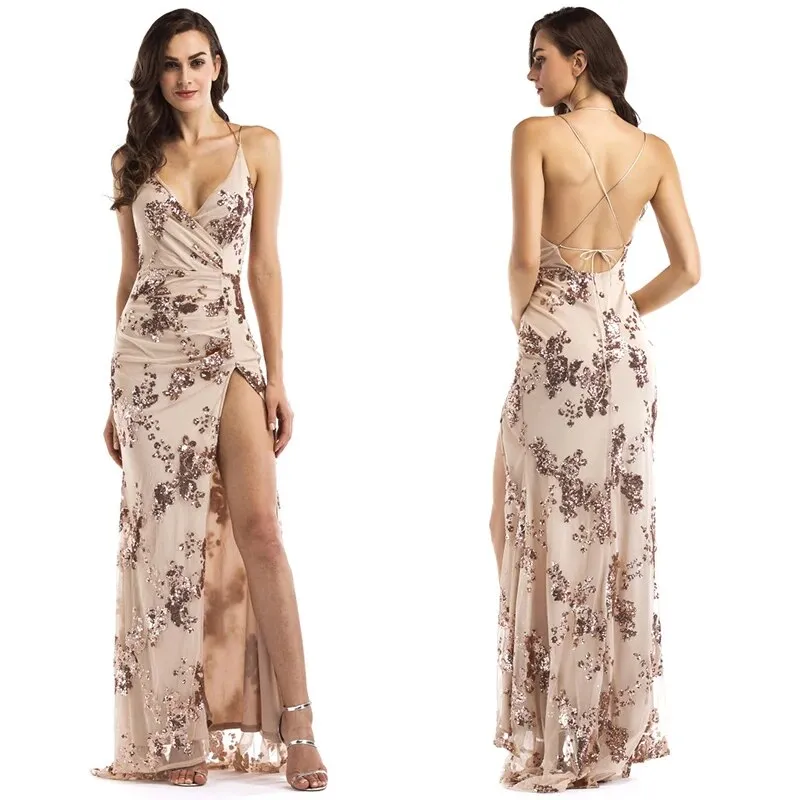 IDress Sexy Sequined Long Elegant Off Shoulder Evening Party Dress