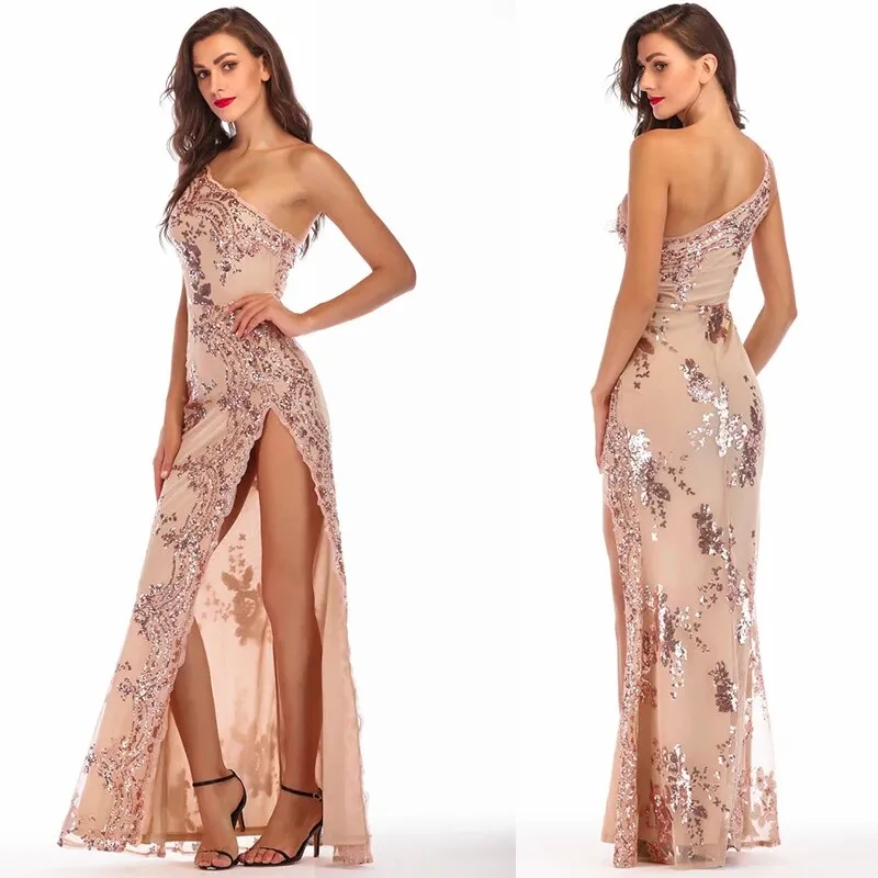 IDress Sexy Sequined Long Elegant Off Shoulder Evening Party Dress