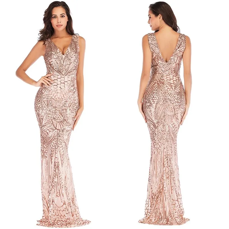 IDress Sexy Sequined Long Elegant Off Shoulder Evening Party Dress