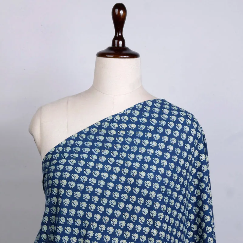 Indigo Blue Cotton Ajrakh Printed Fabric