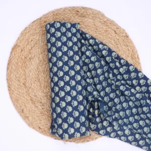 Indigo Blue Cotton Ajrakh Printed Fabric