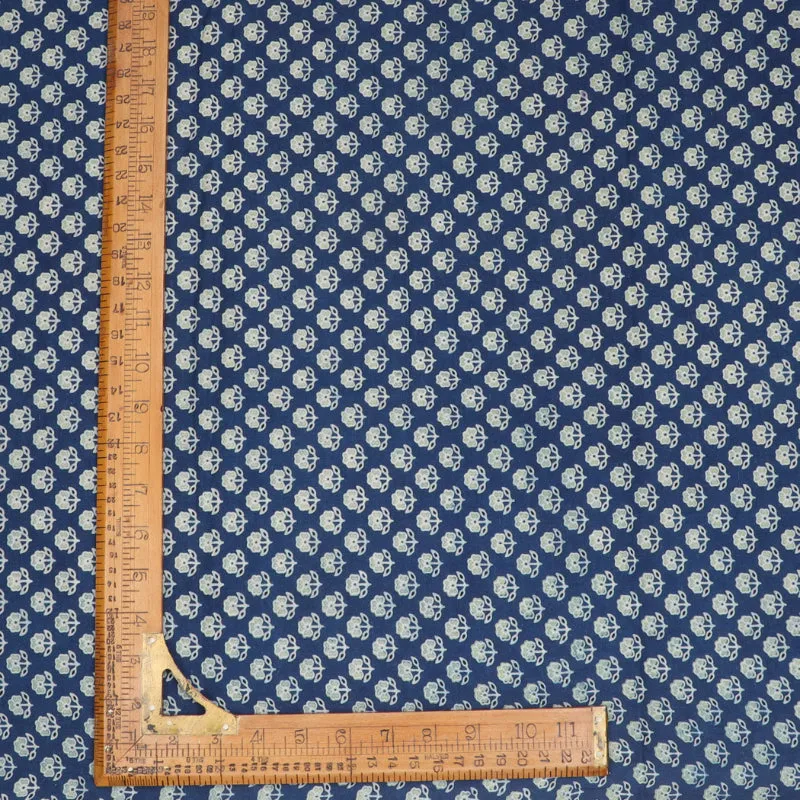 Indigo Blue Cotton Ajrakh Printed Fabric