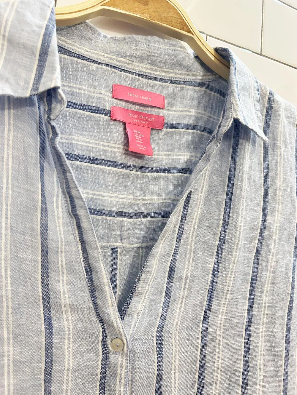 isaac mizrahi oversized linen shirt