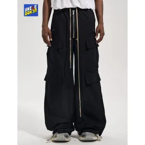 Japanese Zipper Side Pocket Flared Casual Baggy Cargo Pants