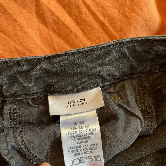 Joe’s The Icon Mid Rise Skinny Jeans Black / Charcoal sz 26