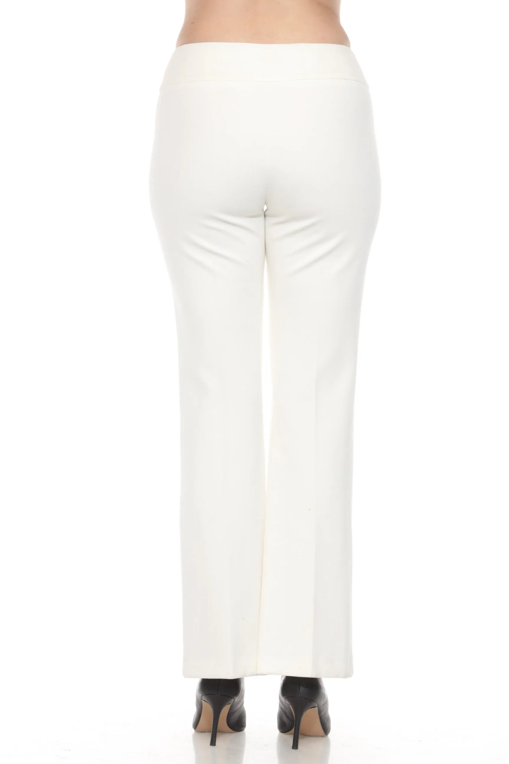Joseph Ribkoff Vanilla Heavy Knit Pull-On Flared Trouser Pants 243307