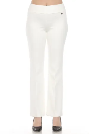 Joseph Ribkoff Vanilla Heavy Knit Pull-On Flared Trouser Pants 243307