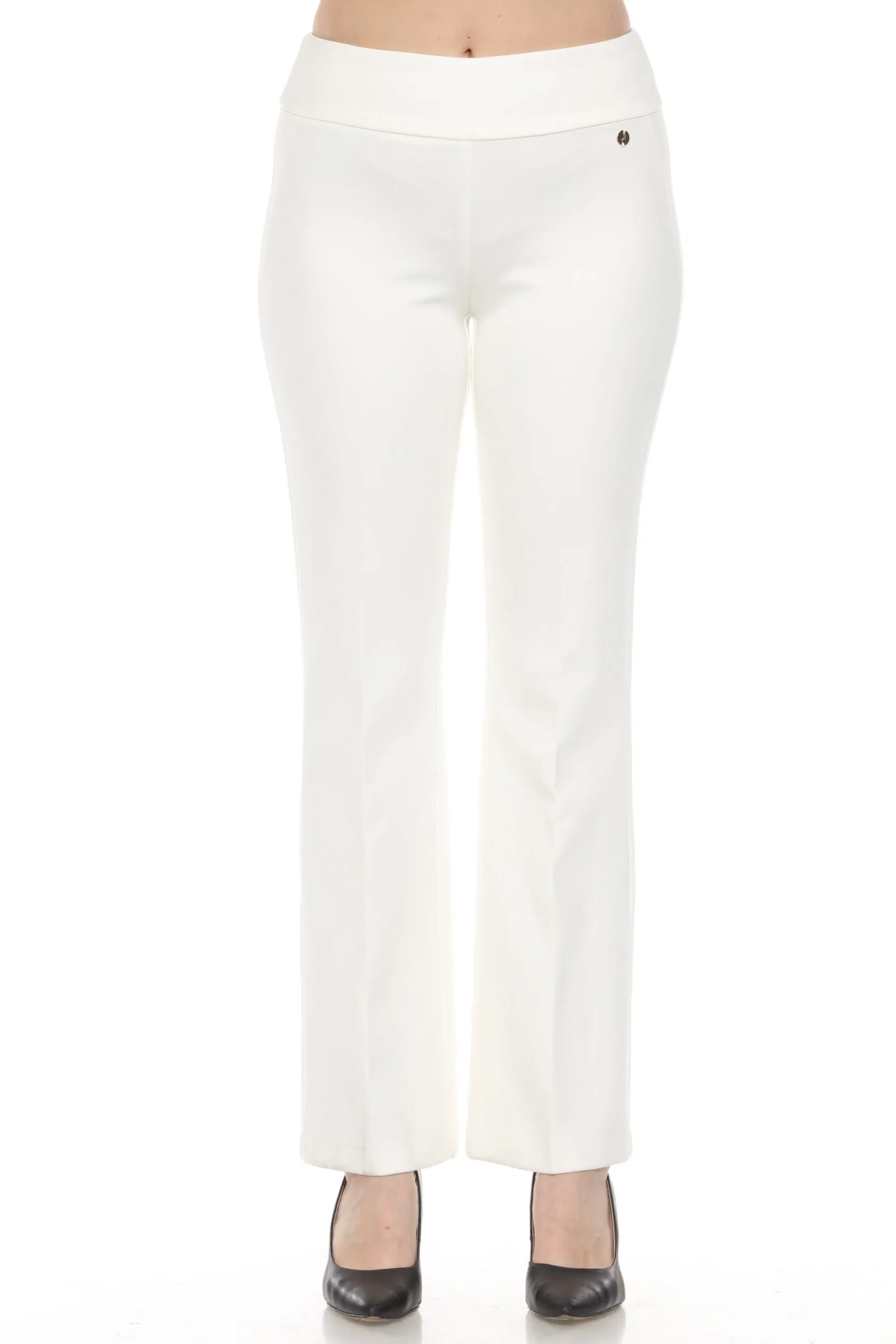 Joseph Ribkoff Vanilla Heavy Knit Pull-On Flared Trouser Pants 243307