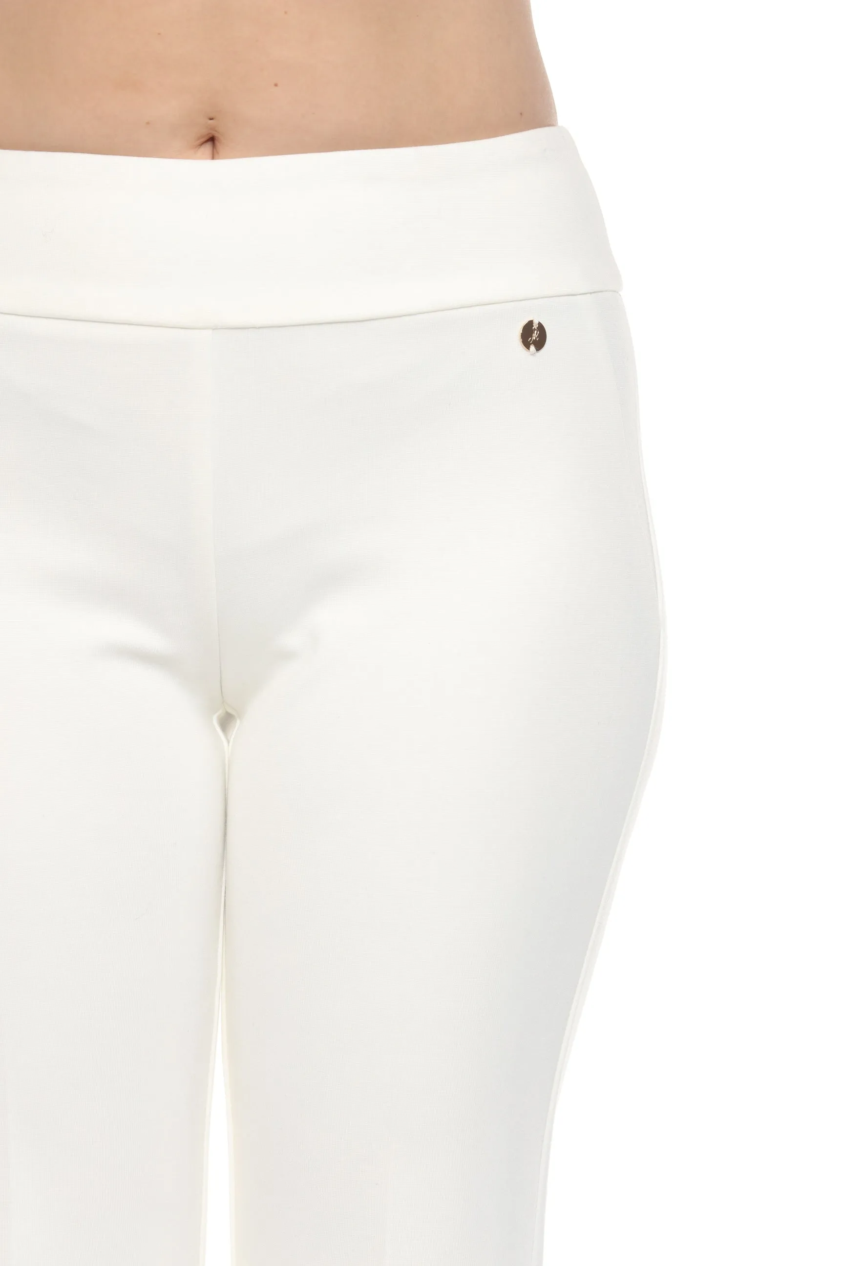 Joseph Ribkoff Vanilla Heavy Knit Pull-On Flared Trouser Pants 243307