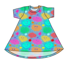 Juniper's Rainbow Clouds Basic T-Shirt Dress