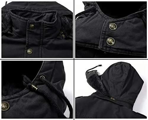 JYG Military Parka Jacket, Dark Black