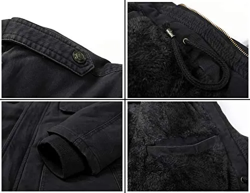 JYG Military Parka Jacket, Dark Black