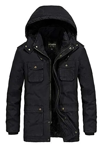 JYG Military Parka Jacket, Dark Black