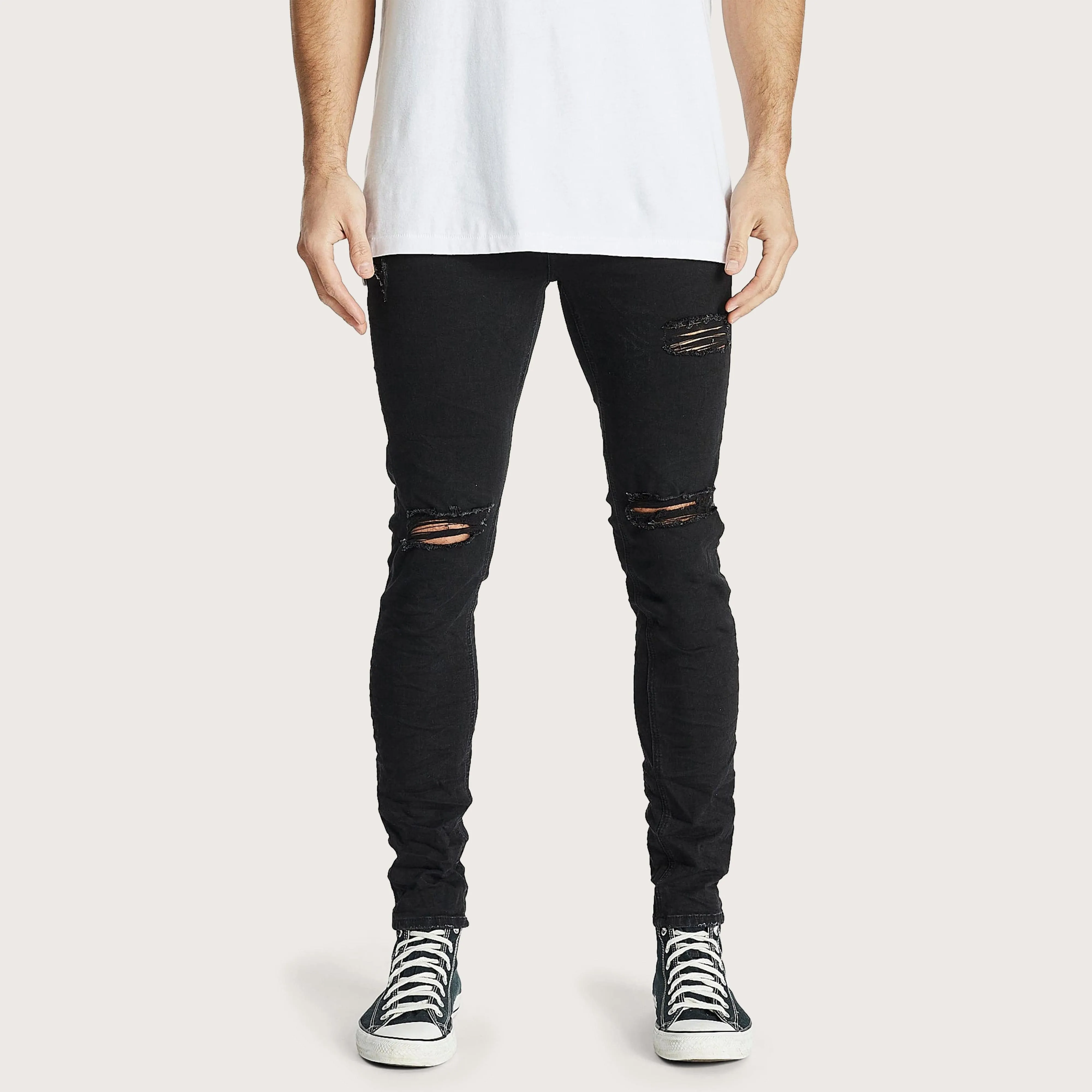 K1 Super Skinny Fit Jean Destroyed Washed Black