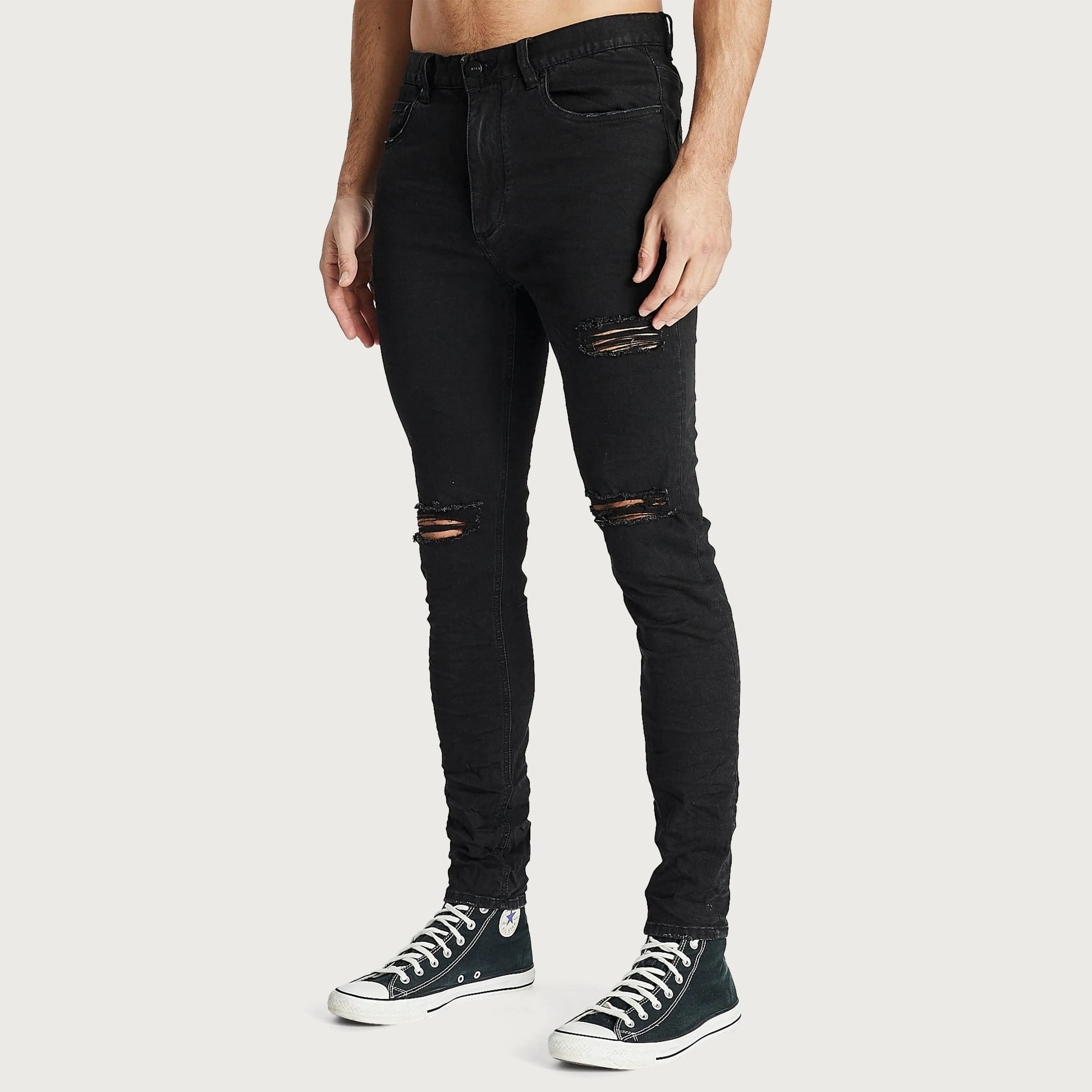 K1 Super Skinny Fit Jean Destroyed Washed Black