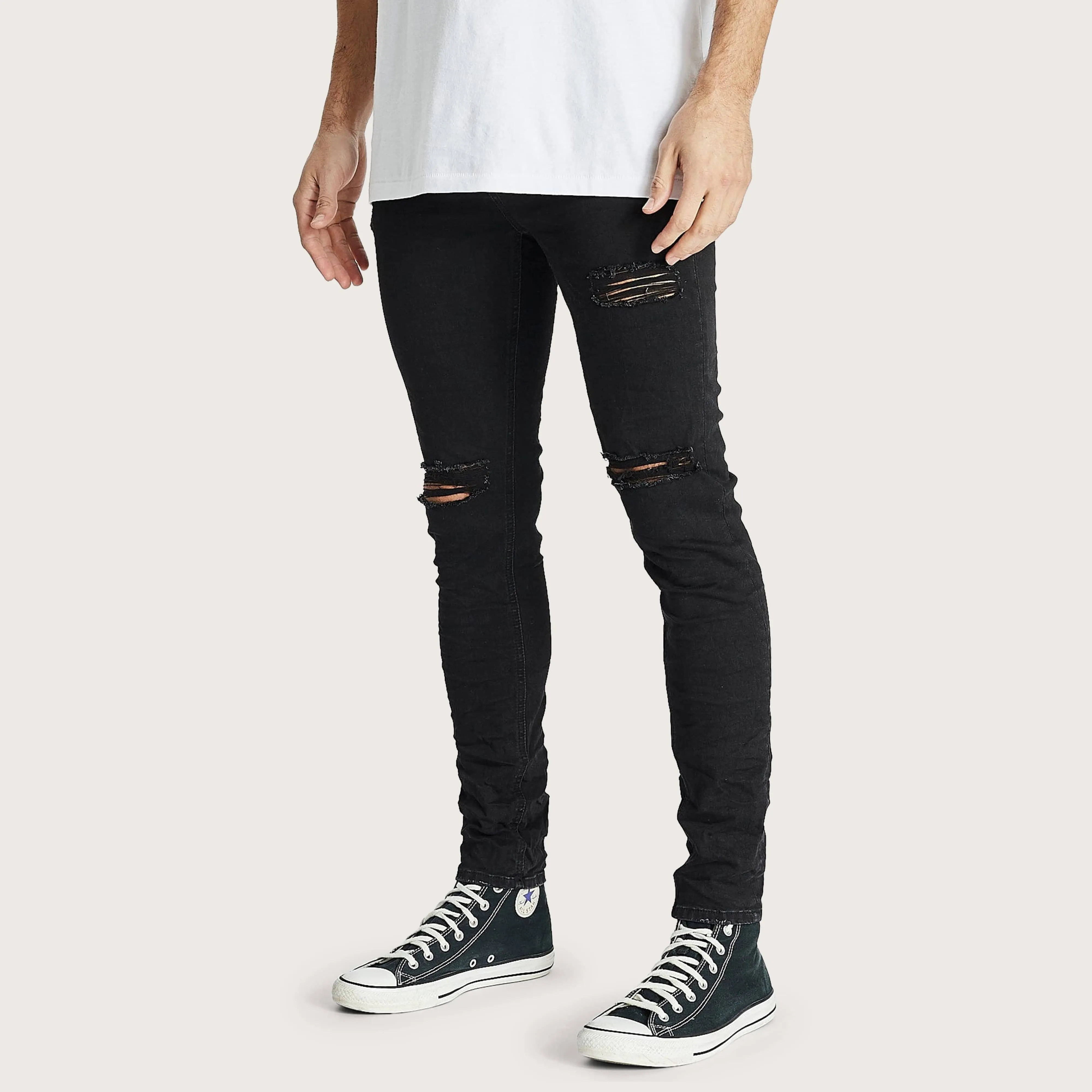 K1 Super Skinny Fit Jean Destroyed Washed Black